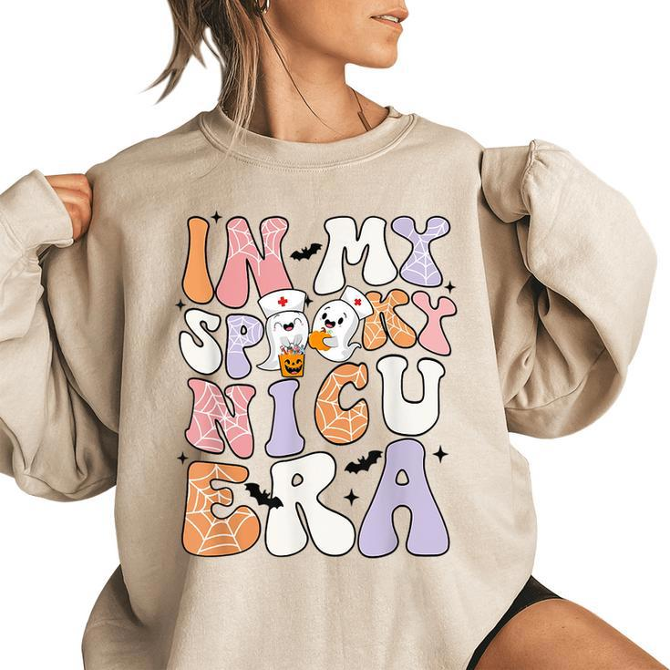 In My Spooky Nicu Era Halloween Nurse Nursing Nicu Boo Ghost Women's Oversized Sweatshirt