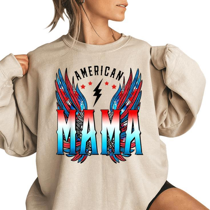 Vintage American Mama Wings 4Th Of July American Flag Family  Gifts For Mama Funny Gifts Women Oversized Sweatshirt