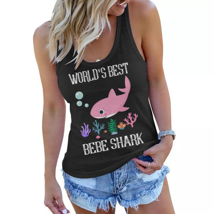 Bebe Grandma Gift Worlds Best Bebe Shark Women Flowy Tank