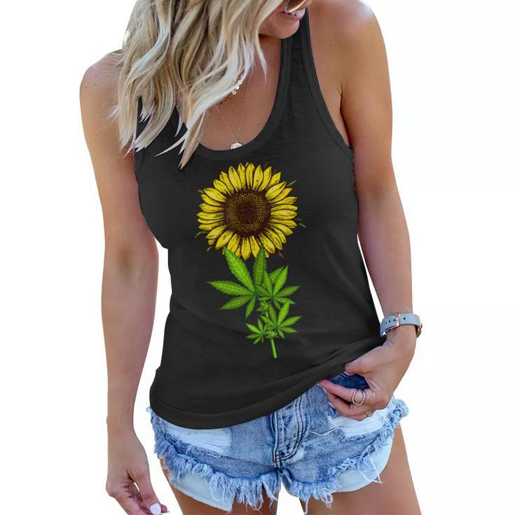 Weed Marijuana Leaf Cannabis Sunflower Funny Girls Mom Mama Women Flowy Tank