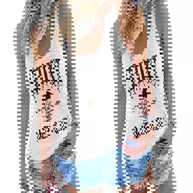 Spooky Babes Club Retro Leopard Skeleton Cowboys Western  Women Flowy Tank