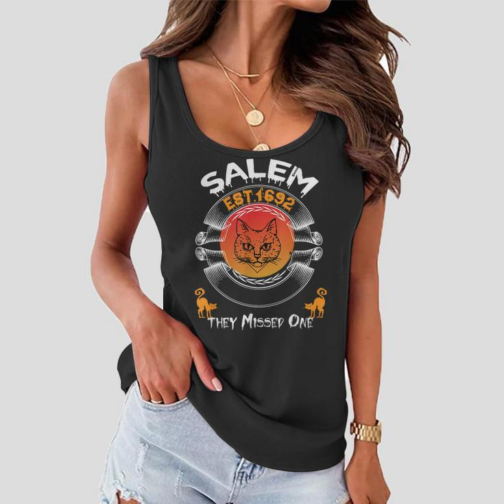 Salem 1692 They Missed One Vintage Cat Halloween Women Flowy Tank