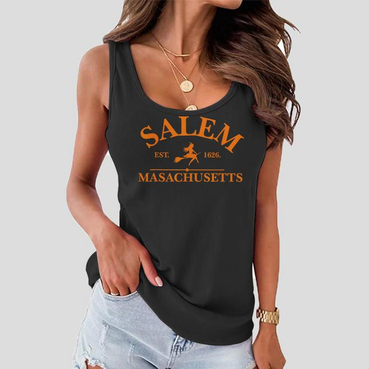 Salem Est 1626 Massachusetts Vintage Halloween Witch Women Flowy Tank