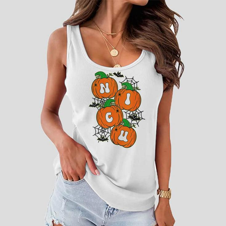 Retro Halloween Nicu Nurse Pumpkin Spooky Vibes Fall Vibes Women Flowy Tank