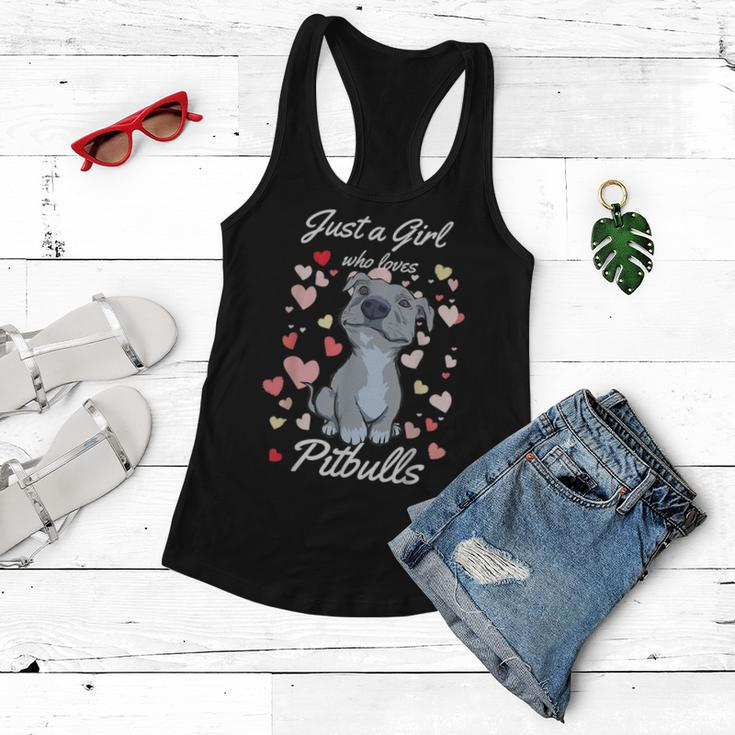 Just A Girl Who Loves Pitbulls Pibble Mom Hearts Gifts For Mom Funny Gifts Women Flowy Tank