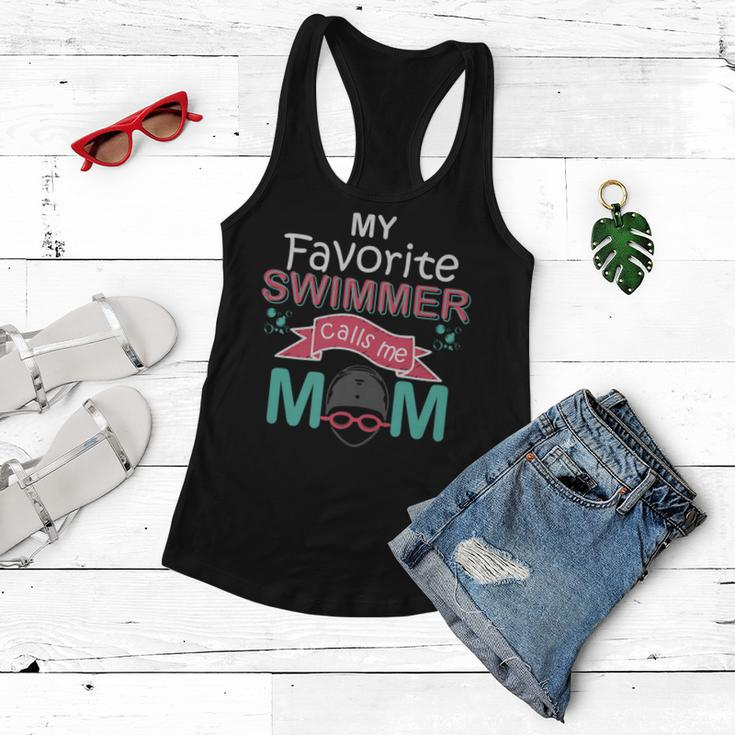 My Favorite Swimmer Calls Me Mom Swim Team Gift For Women Gifts For Mom Funny Gifts Women Flowy Tank