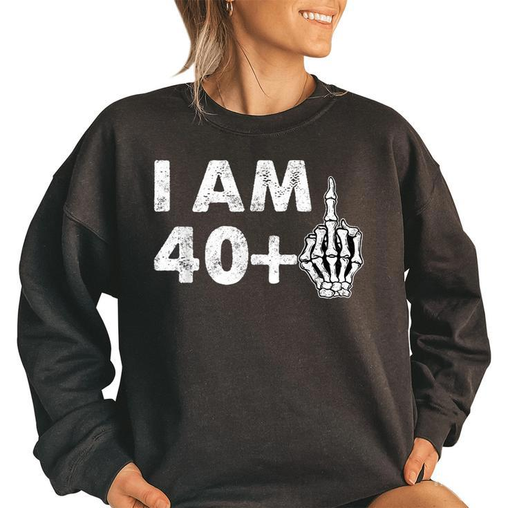 Im 41 Years Old Funny Skeleton Middle Finger 41St Birthday  Women Oversized Sweatshirt