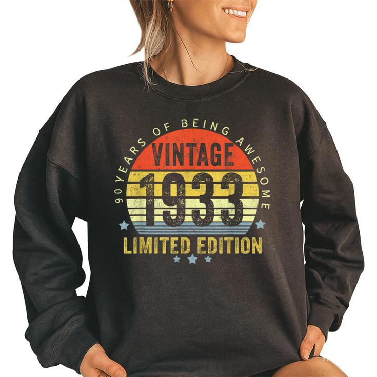 90 Years Of Being Awesome Vintage 1933 Limited Edition  Women Oversized Sweatshirt