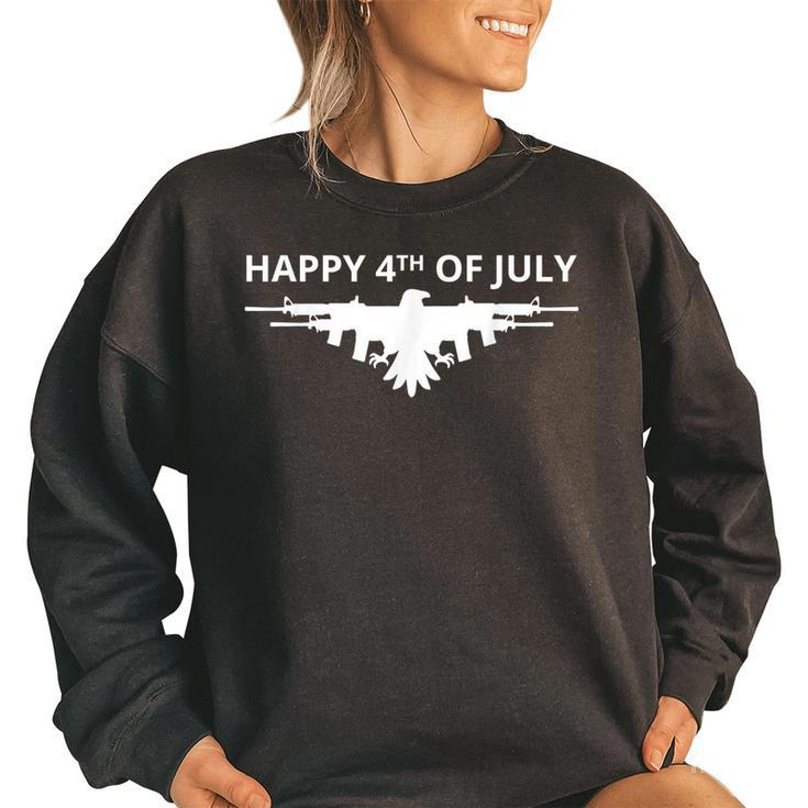 American Eagle Gun Wings 4Th Of July T  Gun Funny Gifts Women Oversized Sweatshirt