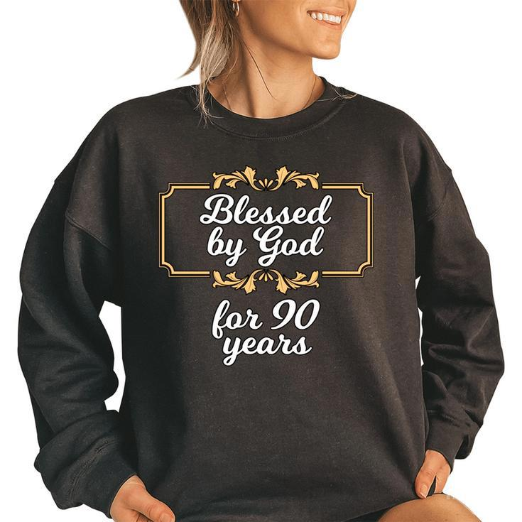 Blessed By God For 90 Years 90Th Birthday Vintage Women Oversized Sweatshirt