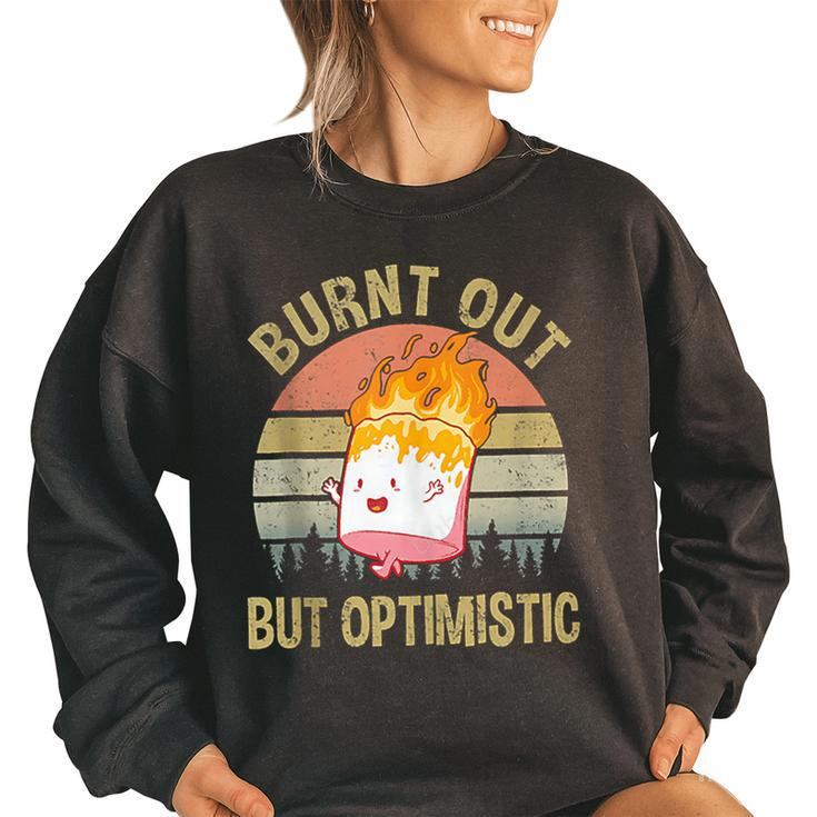 Burnt Out But Optimistic - Retro Vintage Sunset  Women Oversized Sweatshirt