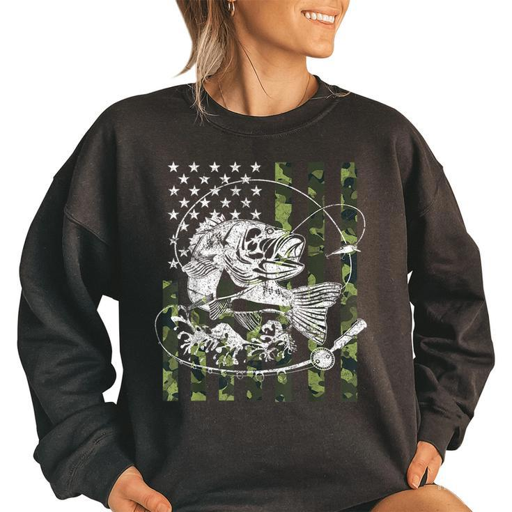 Camouflage American Flag Fishing Gifts For Men Women Boys  Fishing Gifts Women Oversized Sweatshirt