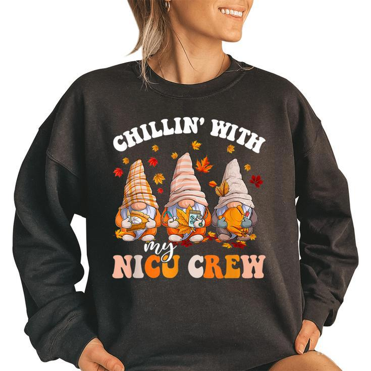 Chillin' With My Gnomies Nicu Crew Fall Vibes Autumn Season Women's Oversized Sweatshirt