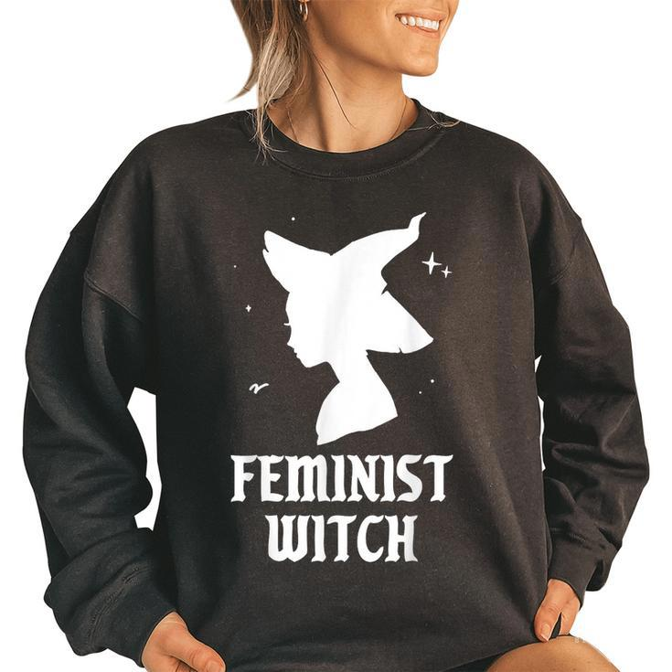 Feminist Witch Funny Spooky Vibes Goth Halloween Costume Women Oversized Sweatshirt