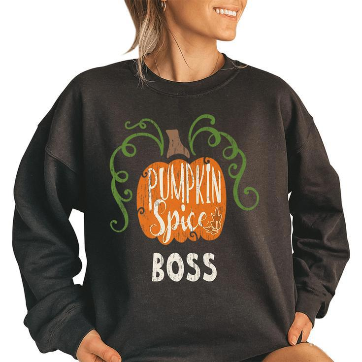 Boss Pumkin Spice Fall Matching For Family Women's Oversized Sweatshirt