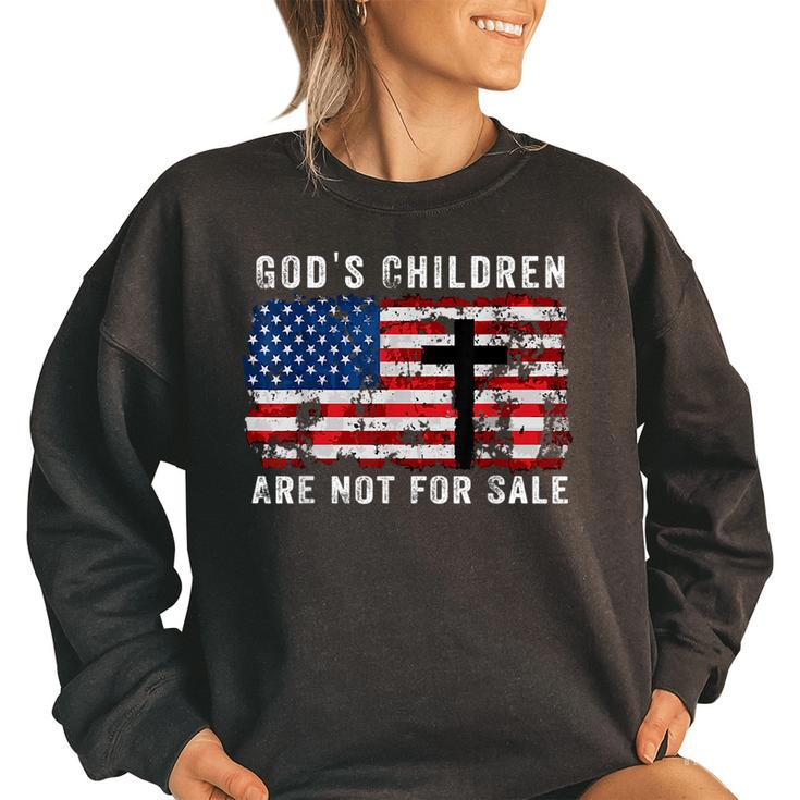Gods Children Are Not For Sale American Flag Gods Children  Women Oversized Sweatshirt