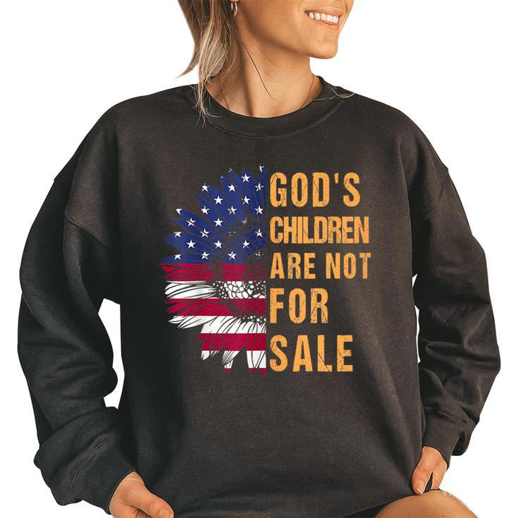 Gods Children Are Not For Sale Funny Political  Women Oversized Sweatshirt