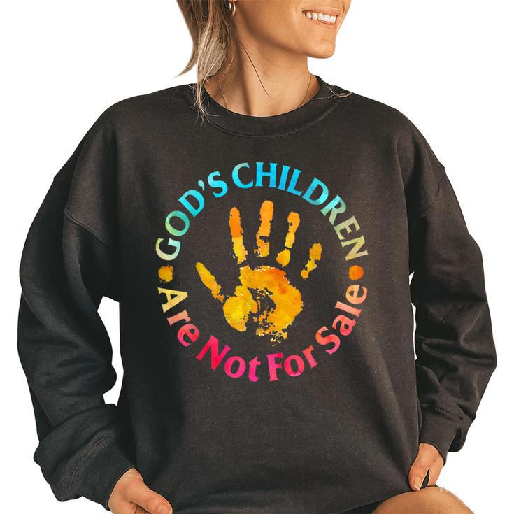 Gods Children Are Not For Sale Hand Prints  Women Oversized Sweatshirt