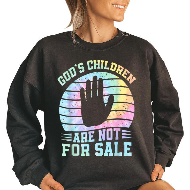 Gods Children Are Not For Sale Retro Tie Dye  Retro Gifts Women Oversized Sweatshirt