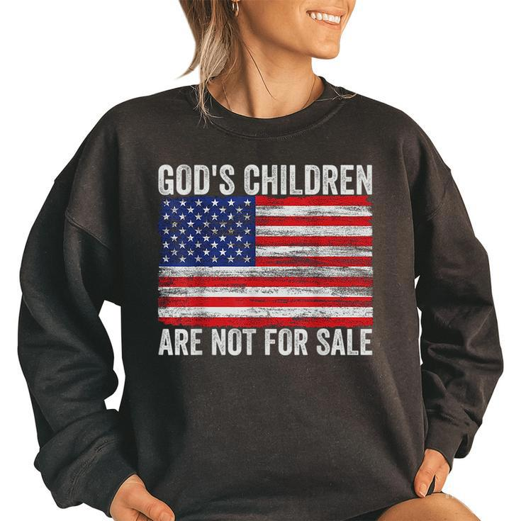 Gods Children Are Not For Sale Us Flag  Women Oversized Sweatshirt