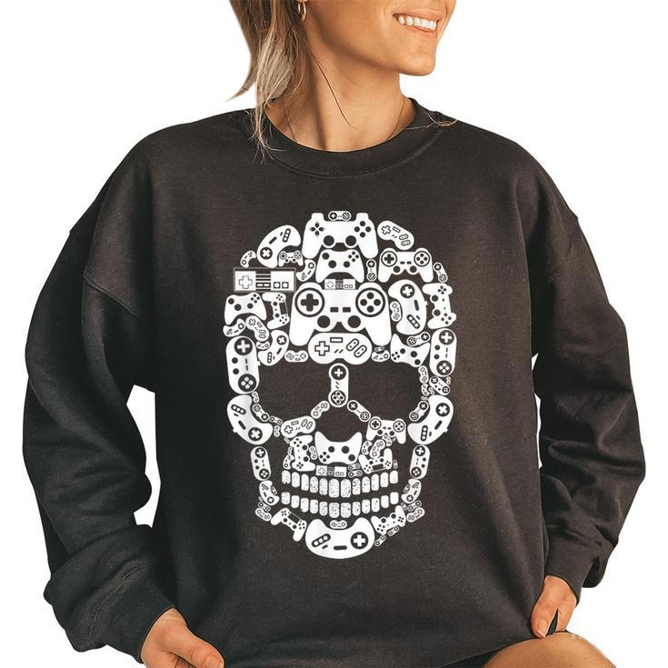 Halloween Skeleton Skull Gamer Boys Men Controller Gaming  Women Oversized Sweatshirt