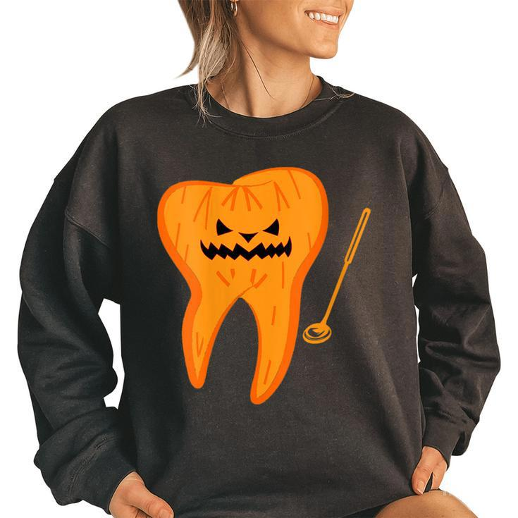 Halloween Spooky Dentist Tooth O Lantern Dental Assistant  Women Oversized Sweatshirt