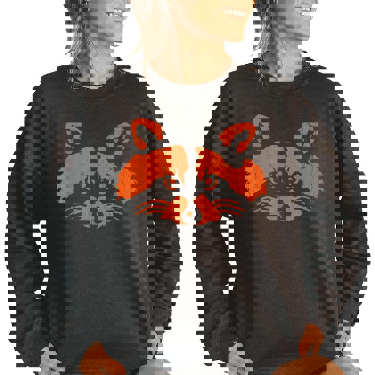 Halloween Trash Panda Bandit Raccoon Pumpkin Jackolantern Women Oversized Sweatshirt