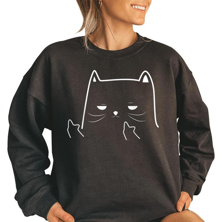 I-Do What I-Want Funny Cat Middle Finger Adult Humour  Women Oversized Sweatshirt
