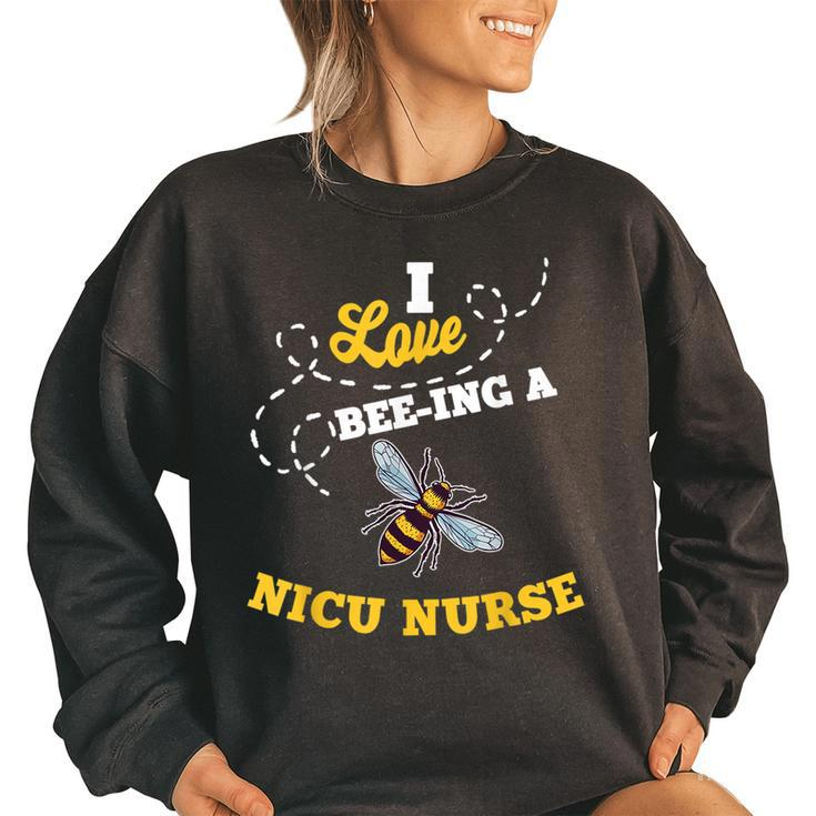 I Love Bee-Ing A Nicu Nurse Honey Bee Job Profession Women's Oversized Sweatshirt