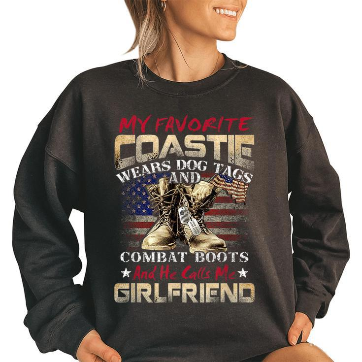 My Favorite Coastie Wears Dog Tags And Combat Boots Women Oversized Sweatshirt