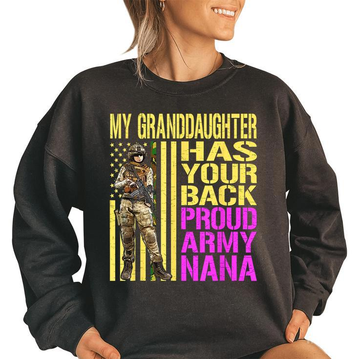 My Granddaughter Has Your Back Proud Army Nana Grandma Gift Women Oversized Sweatshirt