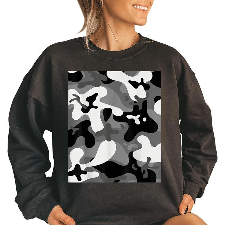 New Grey Black White Camouflage Army Military Soldier Hunter Women Oversized Sweatshirt