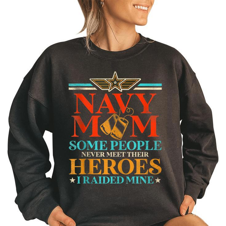 Proud Navy Army Mom Family  Retro Vintage Women Oversized Sweatshirt