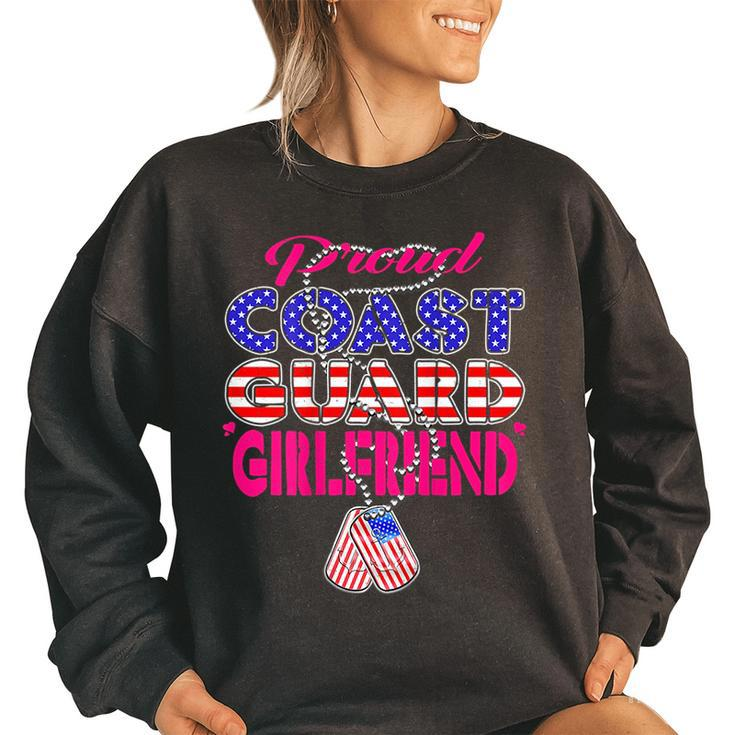 Proud Us Coast Guard Girlfriend Dog Tag Military Lover Gift  Funny Military Gifts Women Oversized Sweatshirt