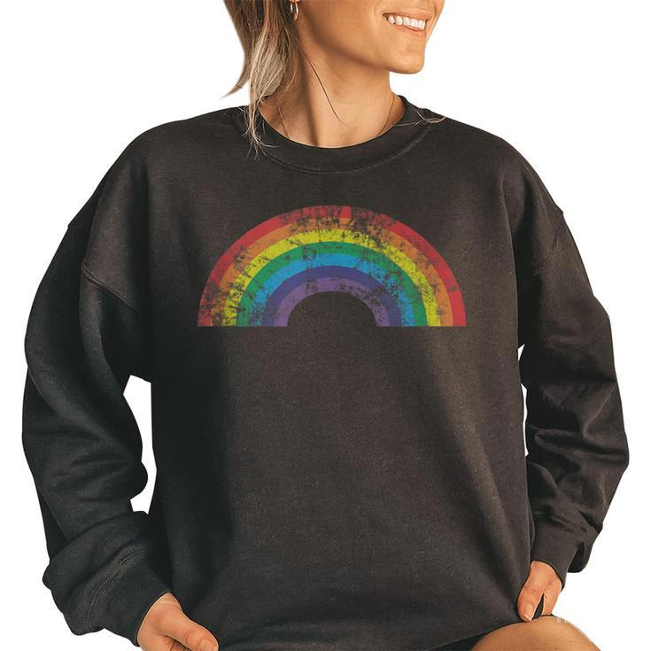 Rainbow  Vintage Retro 80S Style Men Women Gift  Women Oversized Sweatshirt