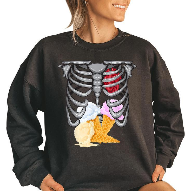 Skeleton Ice Cream | Cute Spooky Sweet Tooth Gift  Women Oversized Sweatshirt