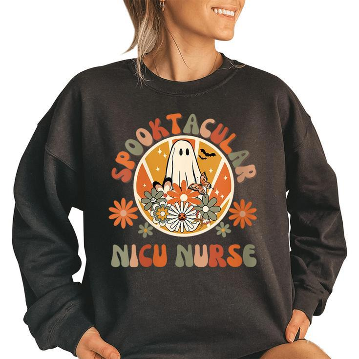 Spooktacular Nicu Nurse Neonatal Icu Nurse Halloween Fall Women's Oversized Sweatshirt
