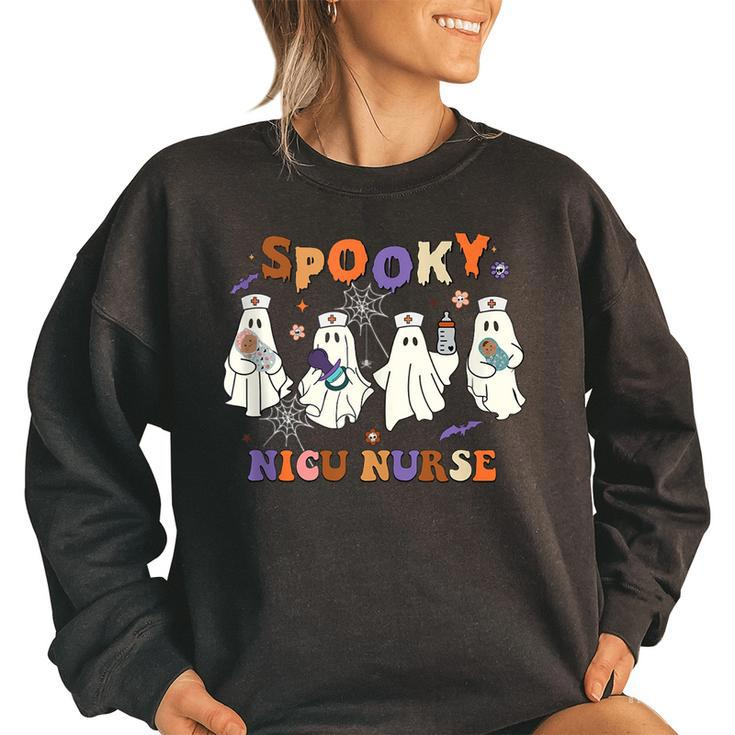 Spooky Nicu Nurse Halloween Boo Crew Intensive Halloween Women's Oversized Sweatshirt