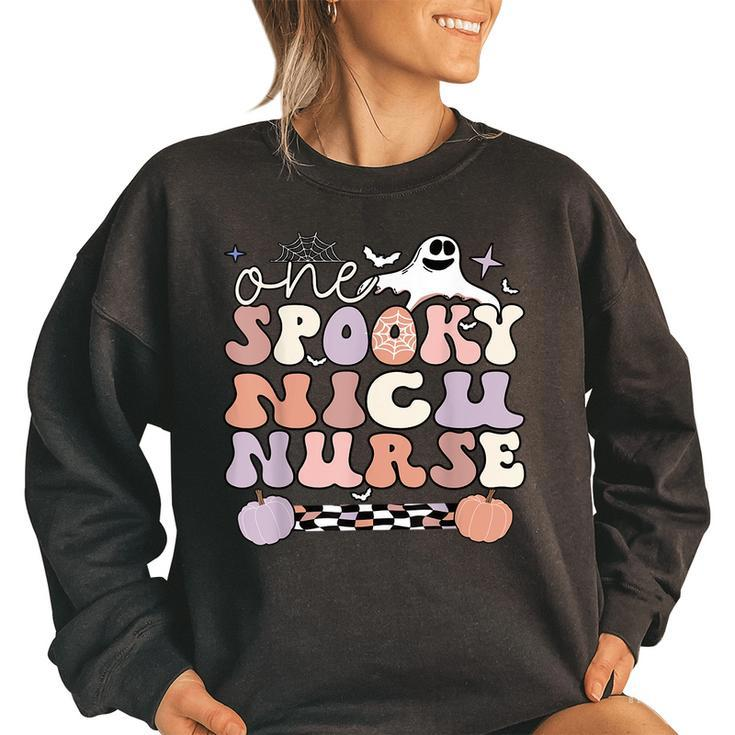 Spooky Nicu Nurse Halloween Nicu Nursing Women's Oversized Sweatshirt