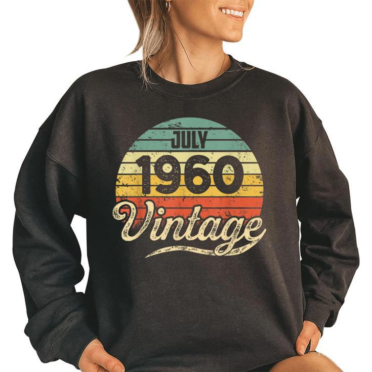 Vintage Sunset 60 Years Old Born In July 1960 60Th Birthday  60Th Birthday Funny Gifts Women Oversized Sweatshirt