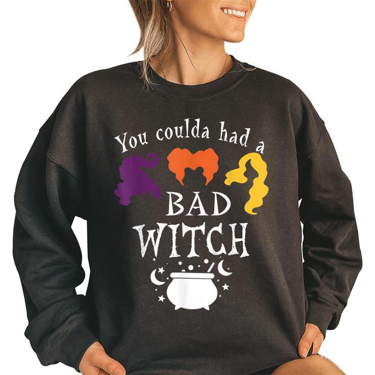 Vintage You Coulda Had A Bad Witch Halloween Funny Women Oversized Sweatshirt