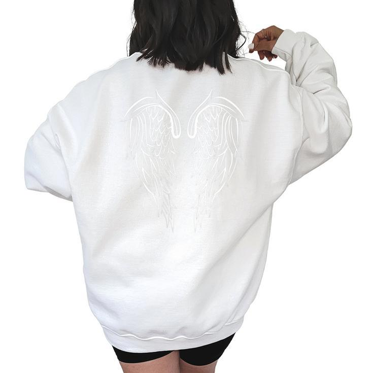 Angel Wings 4 For Back Of  White  Women's Oversized Back Print Sweatshirt