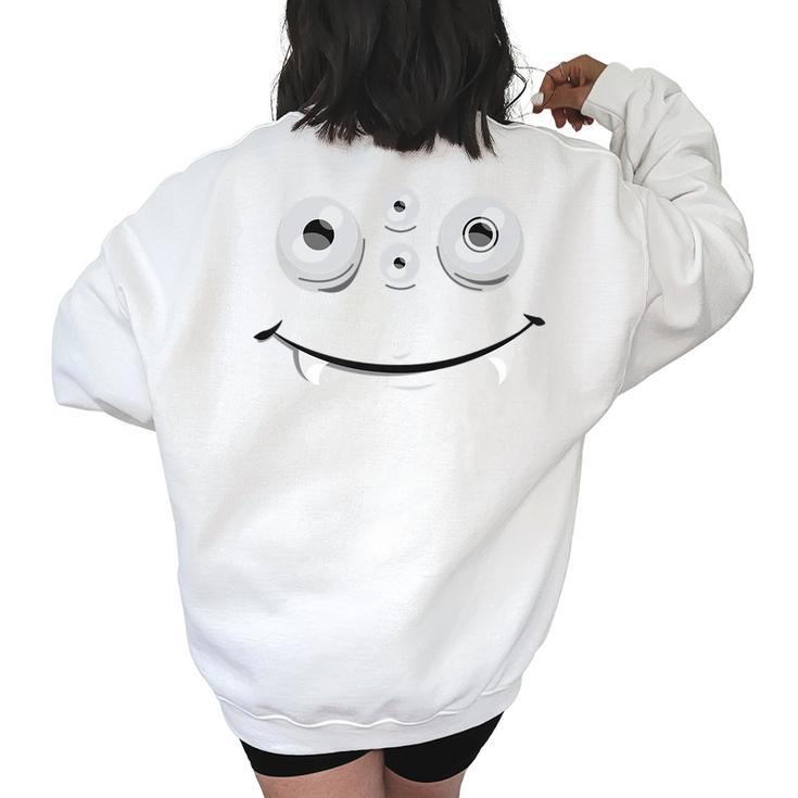 Cute And Spooky Halloween Monster Face W Th | Orange   Women Oversized Back Print Sweatshirt