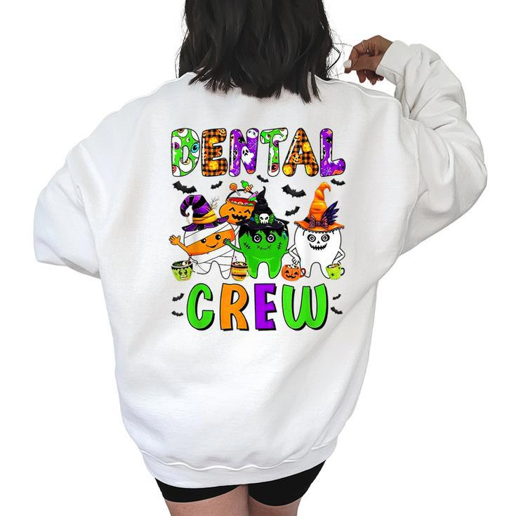 Dental Crew Trick Or Th Halloween Spooky Th Leopard  Women Oversized Back Print Sweatshirt