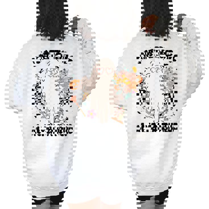 Ghost People Year Round Cool Spooky Ghost Halloween   Halloween Funny Gifts Women's Oversized Back Print Sweatshirt