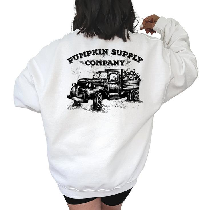 Pumpkin Old Truck Vintage Antique Fall Season For Women's Oversized Sweatshirt Back Print