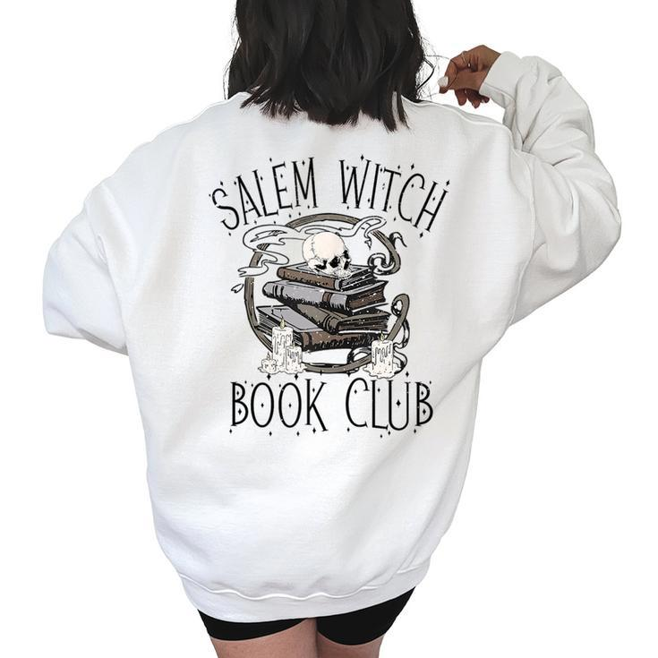 Salem Witch Book Club Skull Halloween Librarian Book Lovers  Salem Funny Gifts Women's Oversized Back Print Sweatshirt