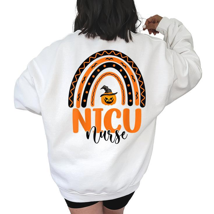 Scary Halloween Nicu Nurse Rainbow Neonatal Icu Nursing Women's Oversized Sweatshirt Back Print