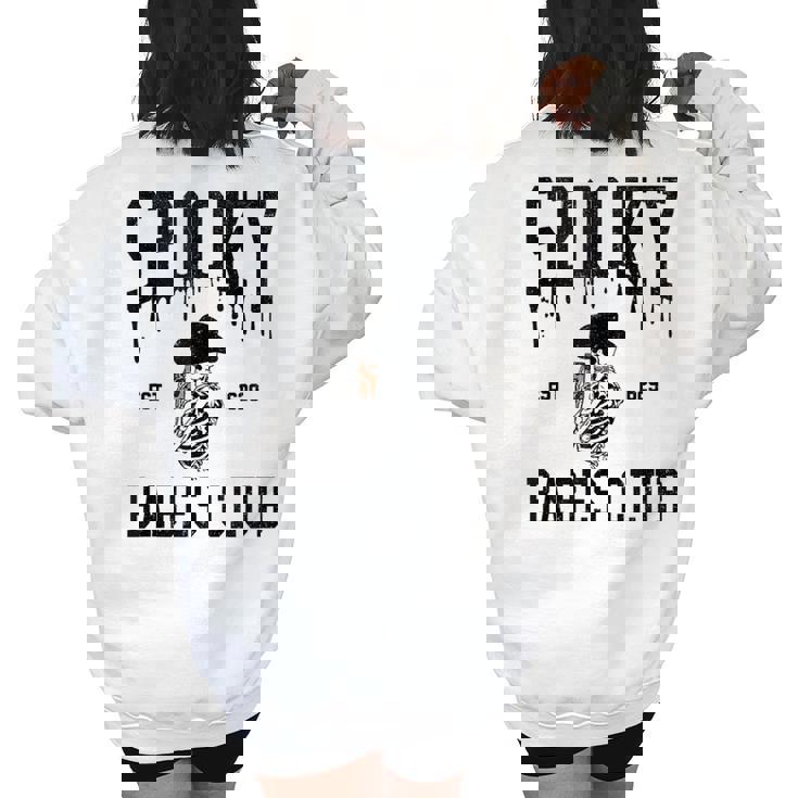 Spooky Babes Club Retro Leopard Skeleton Cowboys Western  Women's Oversized Back Print Sweatshirt