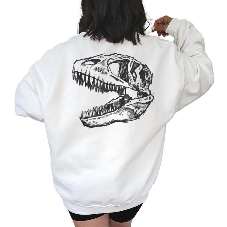 T-Rex Skull Skeleton Dino Bones Fossil Dinosaur  Women Oversized Back Print Sweatshirt
